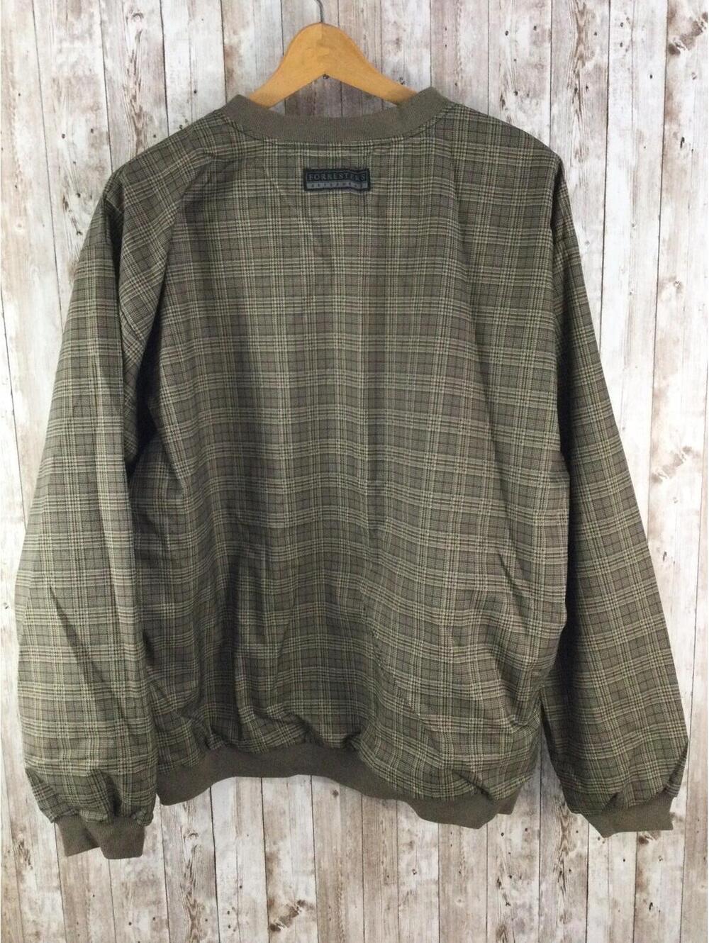 Vtg Forrester's Men’s L Brown Plaid The Dunes Golf Pullover Windbreaker Pockets - Picture 2 of 5